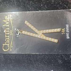 NWT 14KT gold plated K Charm/Pendant